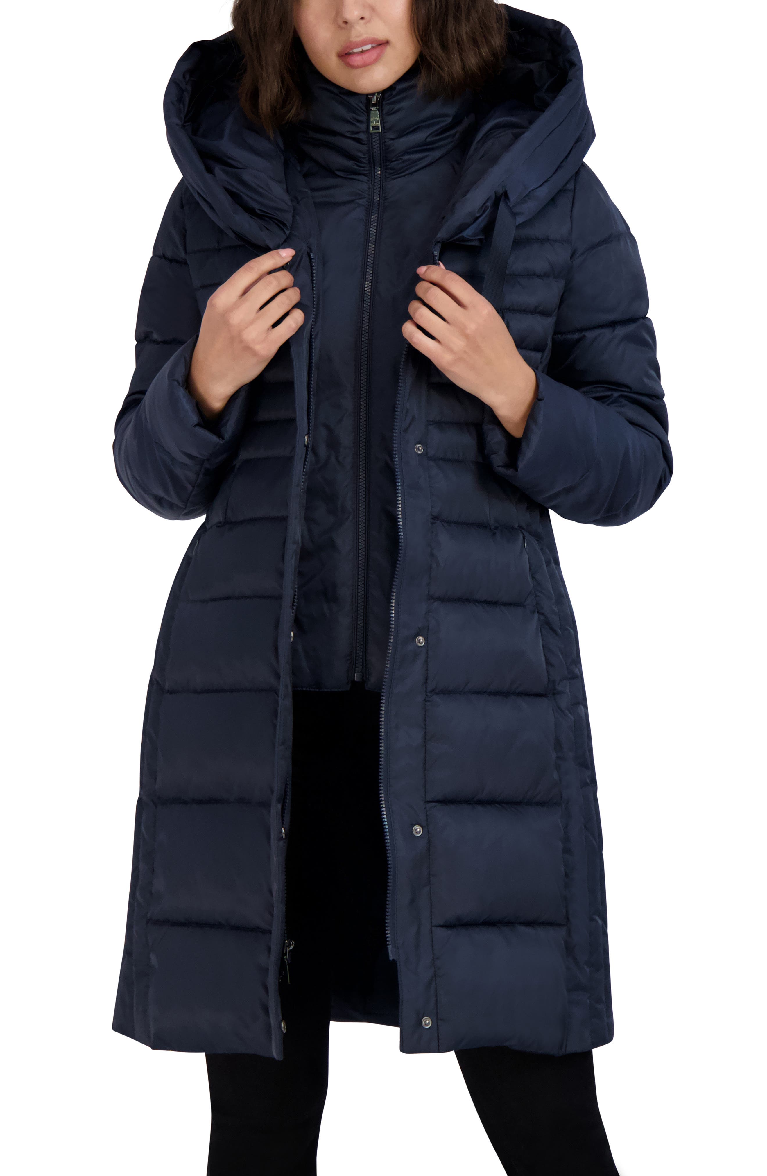 Tahari Faux Fur Trim Casey Puffer 
