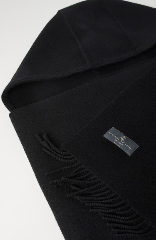 Shop Brunello Cucinelli Hooded Wool And Cashmere Knit Scarf In Black