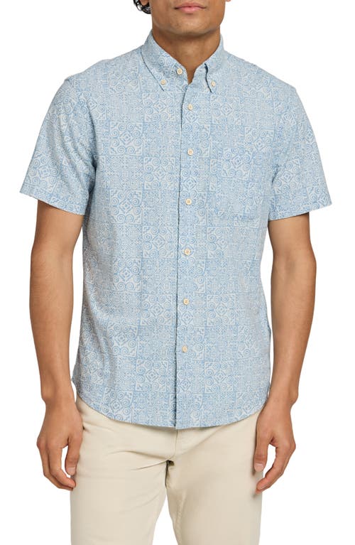 Faherty Playa Regular Fit Print Short Sleeve Button-down Shirt In South Pacific Geo