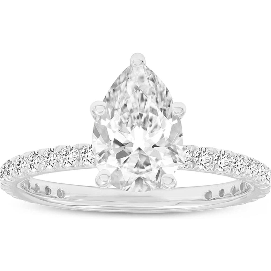 Luvmyjewelry Rania 14k White Gold Pear Lab Grown Diamond Hidden Halo Engagement Ring In 14k White Gold