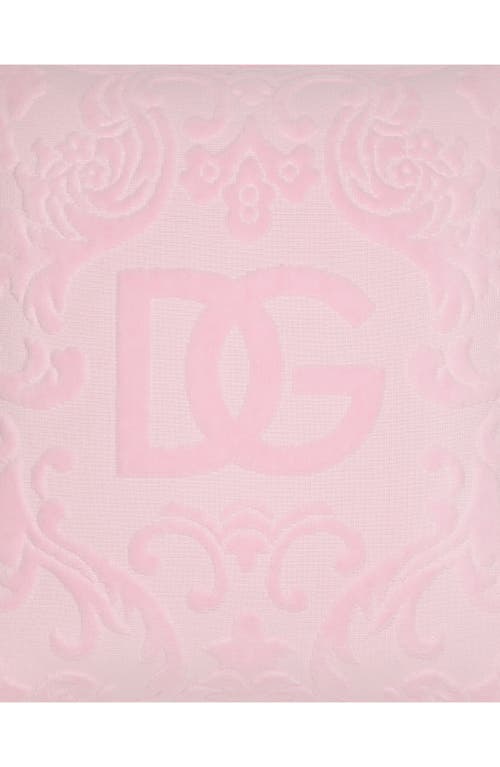 Shop Dolce & Gabbana Dolce&gabbana Dg Logo Cotton Terry Cloth Outdoor Accent Pillow In Pink