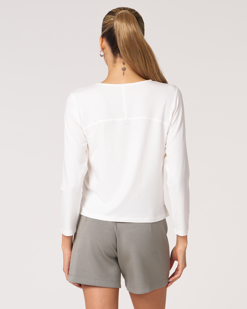 Rebody Active Rebody Essentials Mid Length Long Sleeve Top In White