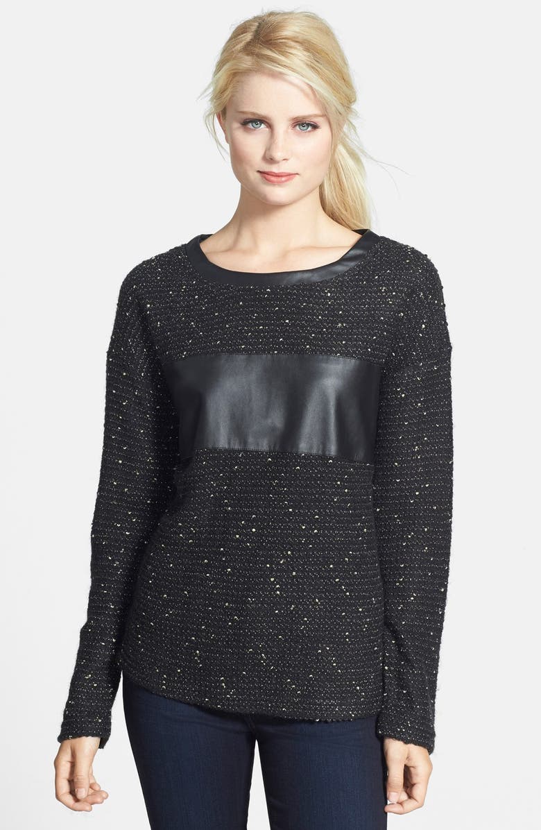 KUT from the Kloth 'Liana' Faux Leather Trim Sweater | Nordstrom