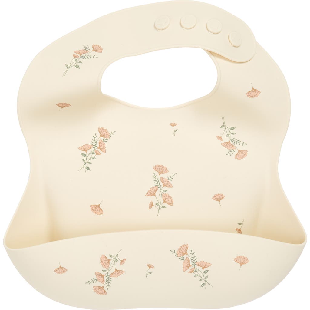 Mushie Silicone Bib In Pink Flowers