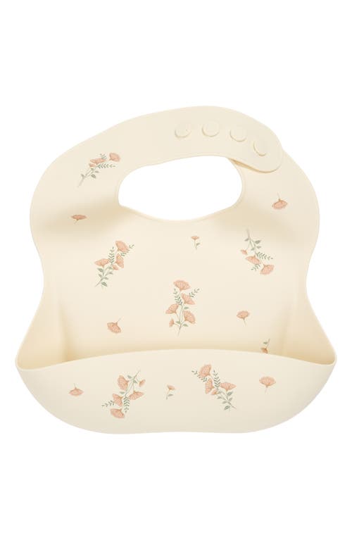 Mushie Silicone Bib in Pink Flowers at Nordstrom
