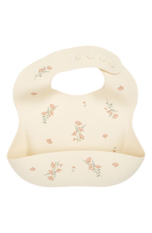 Mushie Silicone Bib In Pink Flowers