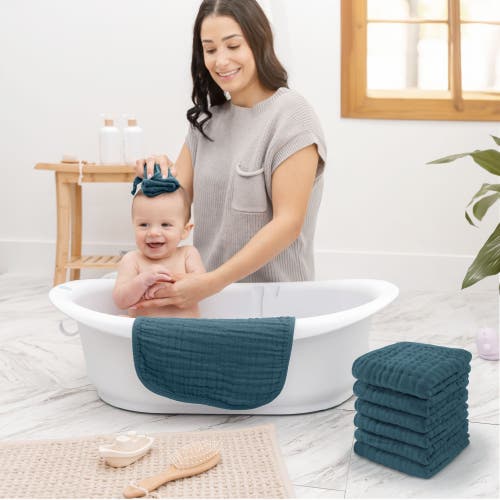 Comfy Cubs Muslin Washcloths In Neptune