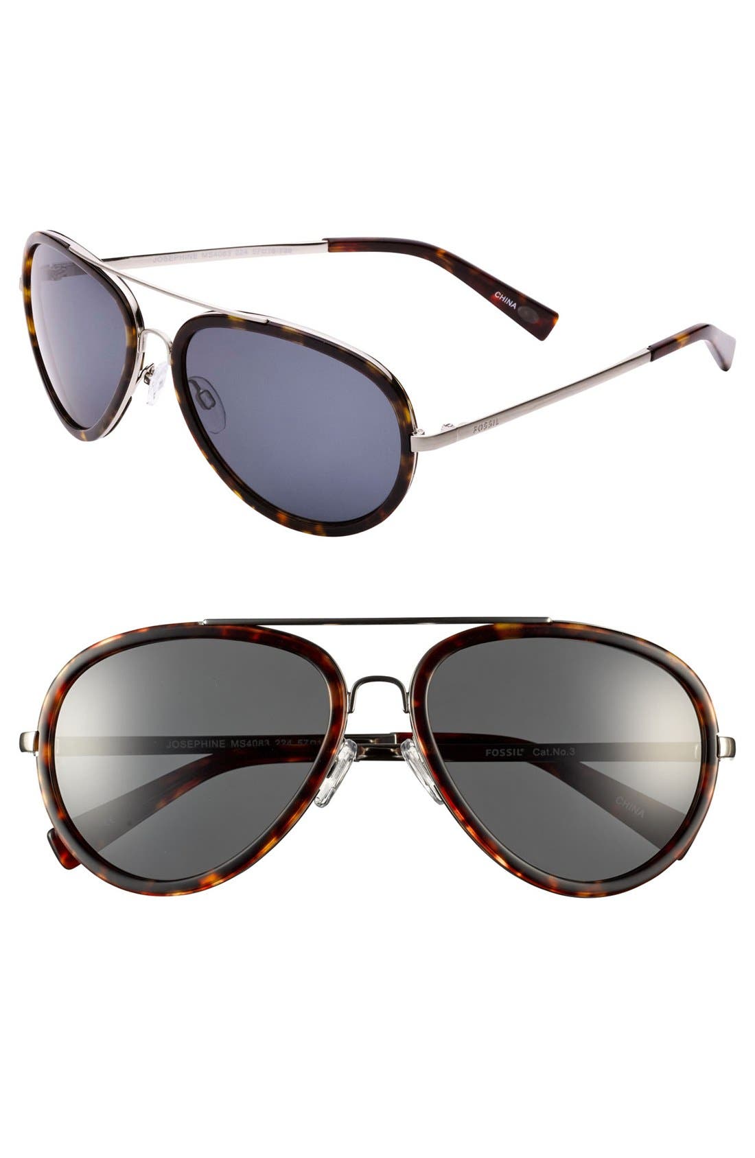 Fossil 'Josephine' 57mm Aviator Sunglasses Nordstrom