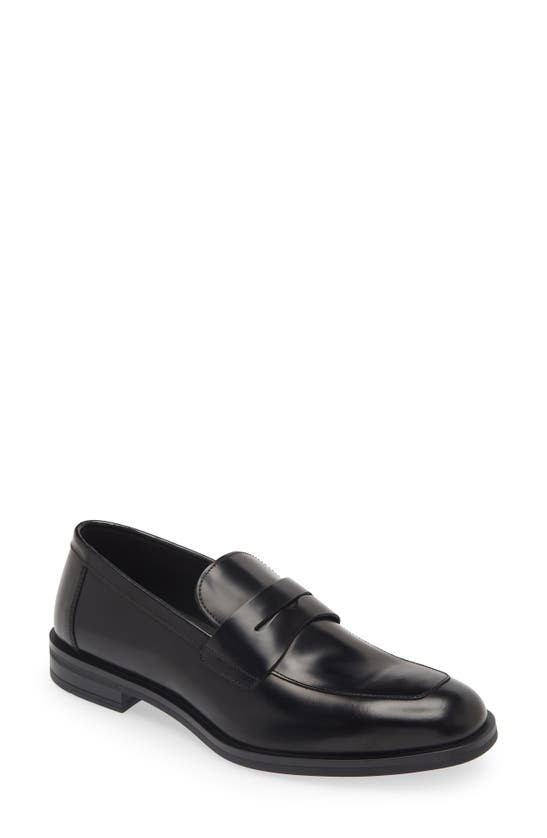 Stuart Weitzman Camillo Square Toe Suede Penny Loafer In Black