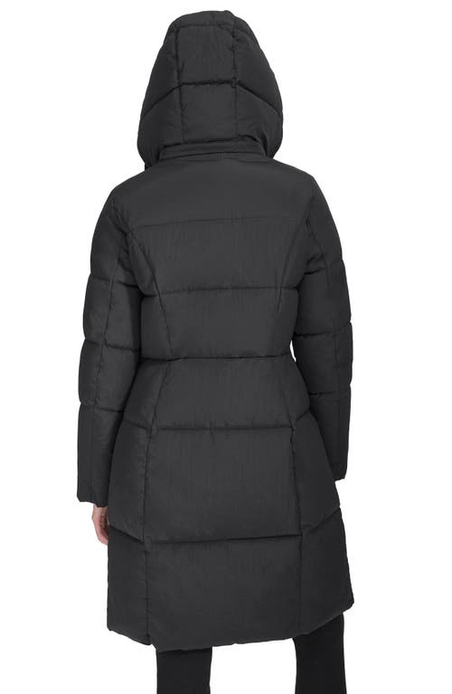 Shop Cole Haan Channel Quilted Shimmer Nylon Puffer Coat With Removable Hood In Black