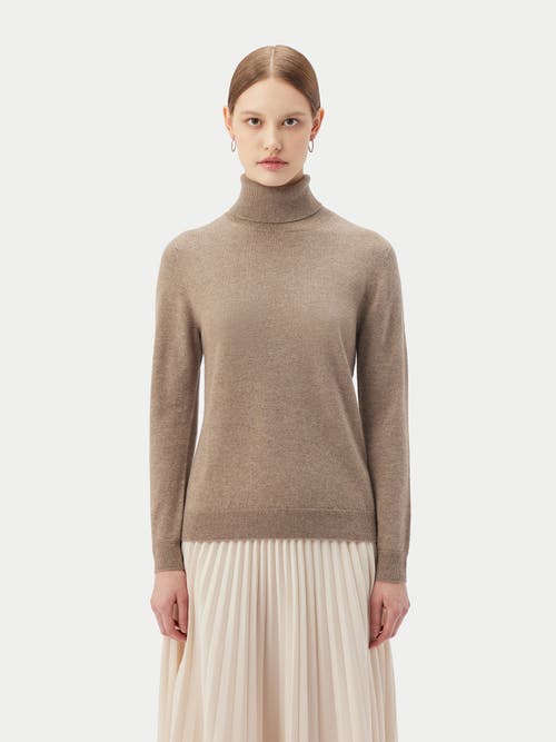 Gobi Cashmere Classic Turtle Neck In Taupe