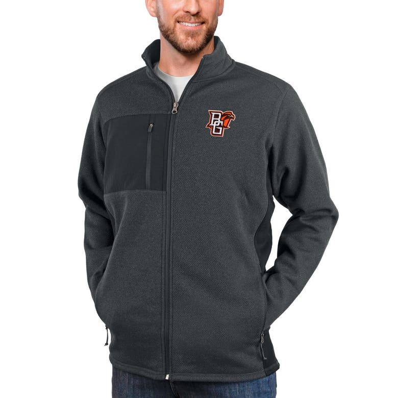 Shop Antigua Heather Charcoal Bowling Green St. Falcons Course Full-zip Jacket