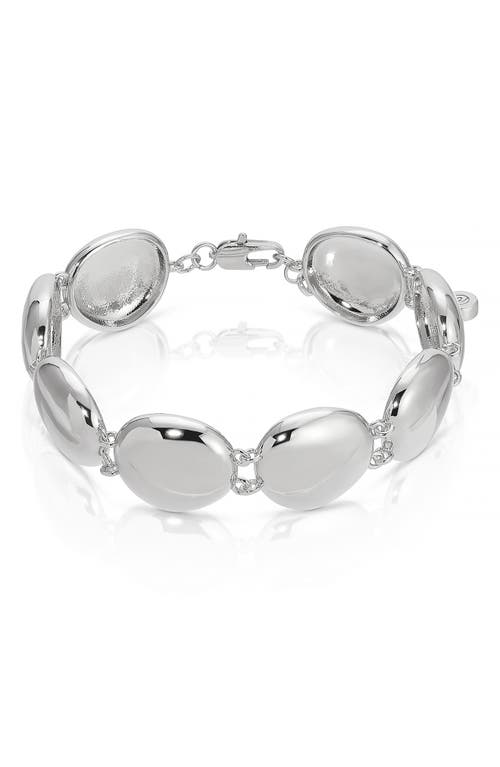 Shop Ettika Polished Pebble Bracelet In Rhodium