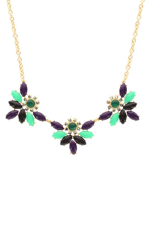 Shop Olivia Welles Shaina Floral Necklace In Gold/purple