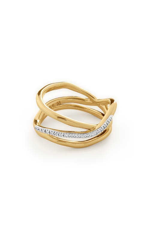 Monica Vinader Riva Pavé Diamond Prestacked Ring in 18Ct Gold Vermeil On Sterling at Nordstrom, Size 6.5