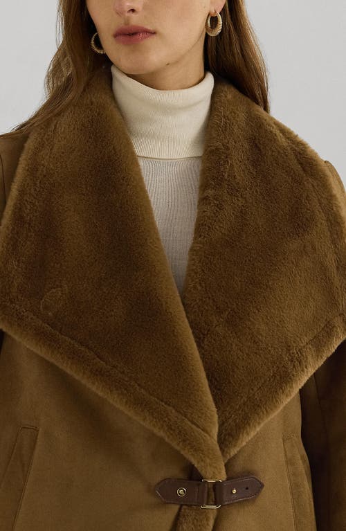 Shop Lauren Ralph Lauren Faux Shearling Jacket In Camel