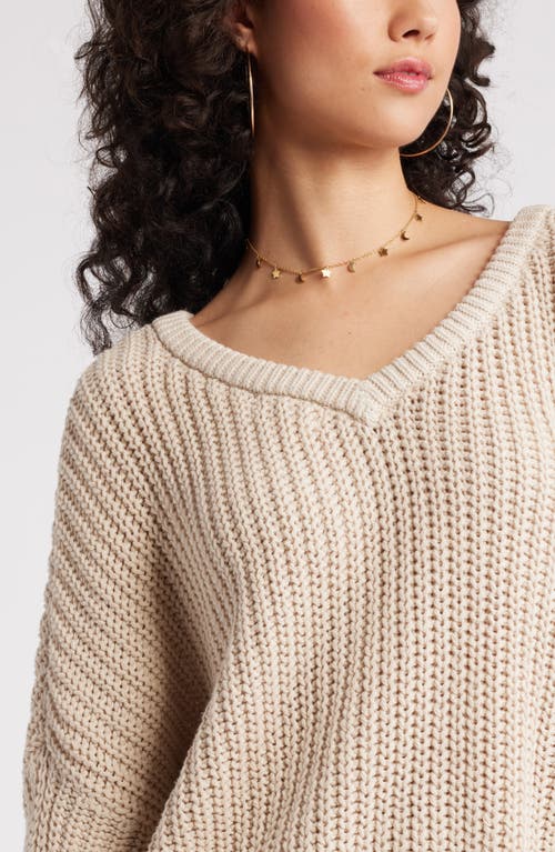 Shop Bp. Relaxed Reversible Sweater In Beige Oatmeal Heather