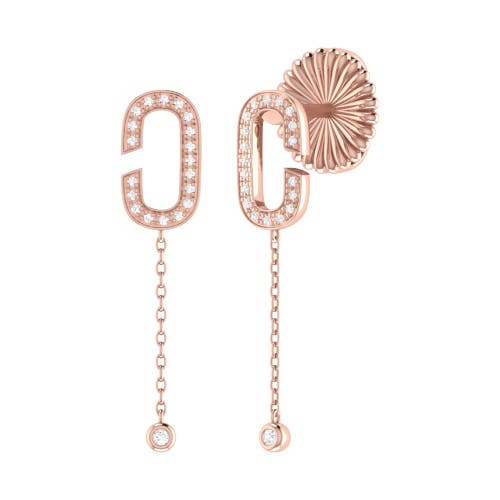 Shop Luvmyjewelry Celia C Sterling Silver Diamond Drop Earring In 14kt Rose Gold Vermeil