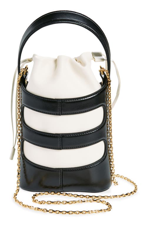 Shop Alexander Mcqueen Mini The Rise Leather Bucket Bag In Black/soft Ivory