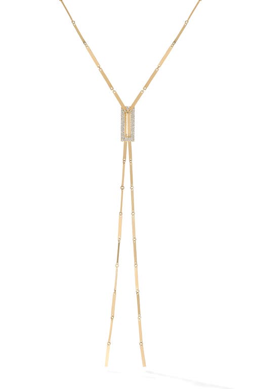 Diamond Tag Lariat Necklace in Yellow Gold
