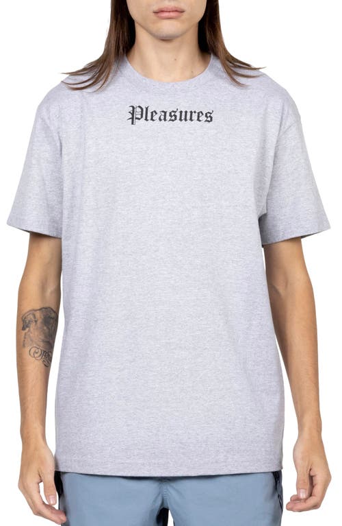 PLEASURES Pub Logo Graphic T-Shirt in Grey Heather