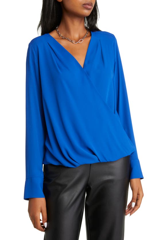 Halogen Cross Front Blouse In Blue Surf