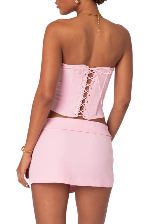 Shop Edikted Selena Strapless Corset Top In Pink