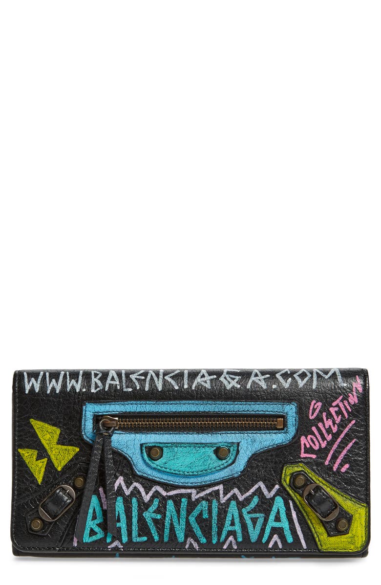 Balenciaga Classic Graffiti Leather Wallet Nordstrom