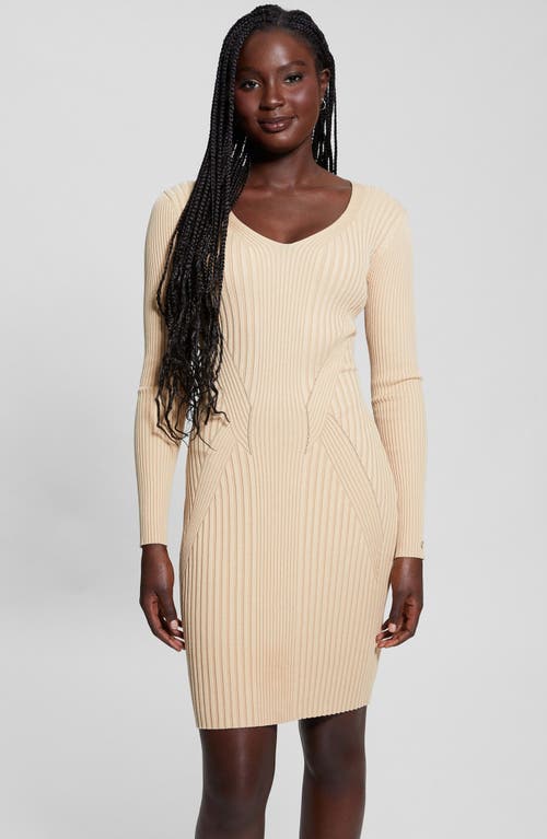 Guess Isabella Long Sleeve Sweater Dress In Travertine Sand Multi