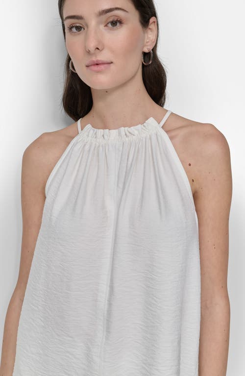 Shop Dkny Sleeveless Halter Neck Crinkle Top In White