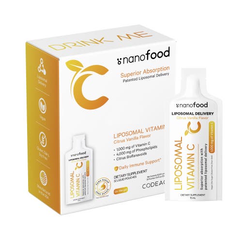 Codeage Nanofood Liposomal Vitamin C Liquid Supplement, Vitamin E, Daily Immune Support, 32 Pouches in White at Nordstrom