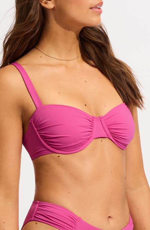 Seafolly Ruched Underwire Bikini Top In Hot Pink