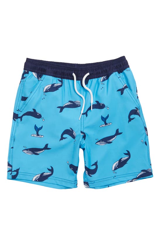 Sovereign Code Kids' Bali Whale Print Swim Trunks In Jesse/ Aqua