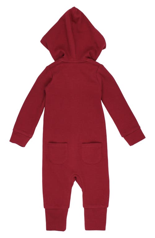 Shop L'ovedbaby Hooded Thermal Organic Cotton Zip Footie In Crimson