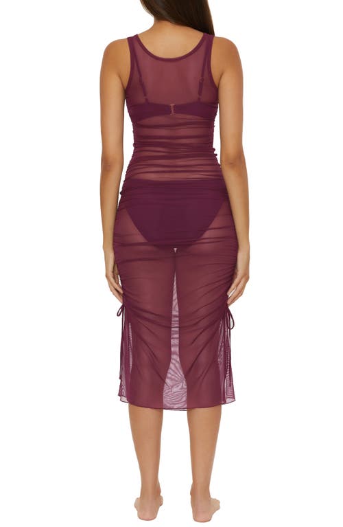 Shop Becca Muse Sheer Mesh Cover-up Dress In Aubergine