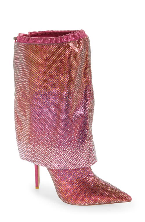 Wishful Crystal Embellished Pointed Toe Boot in Pink