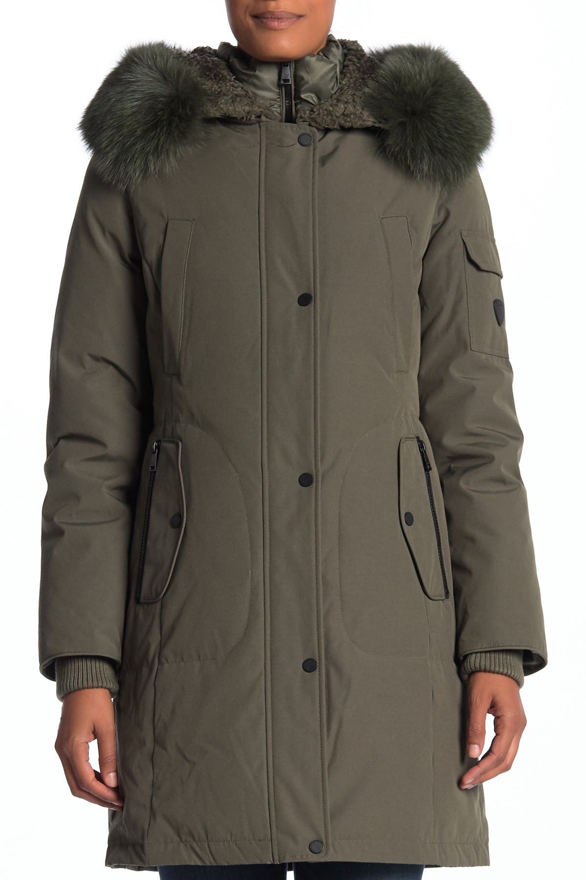 1 madison genuine fox fur trimmed parka