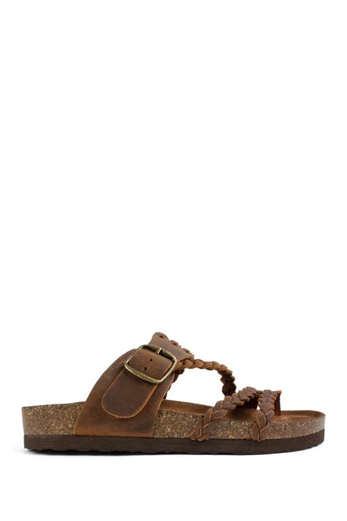 Shop White Mountain Footwear Hayleigh Braided Leather Footbed Sandal In Brown/leather