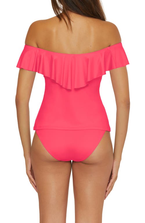 TRINA TURK TRINA TURK MONACO RUFFLE OFF-THE-SHOULDER TANKINI TOP