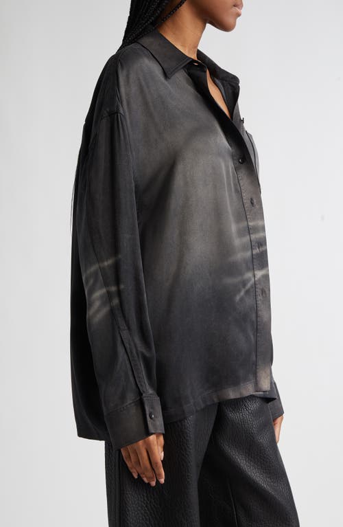 Alexander Wang Oversize Button-up Shirt In Creased Charcoal