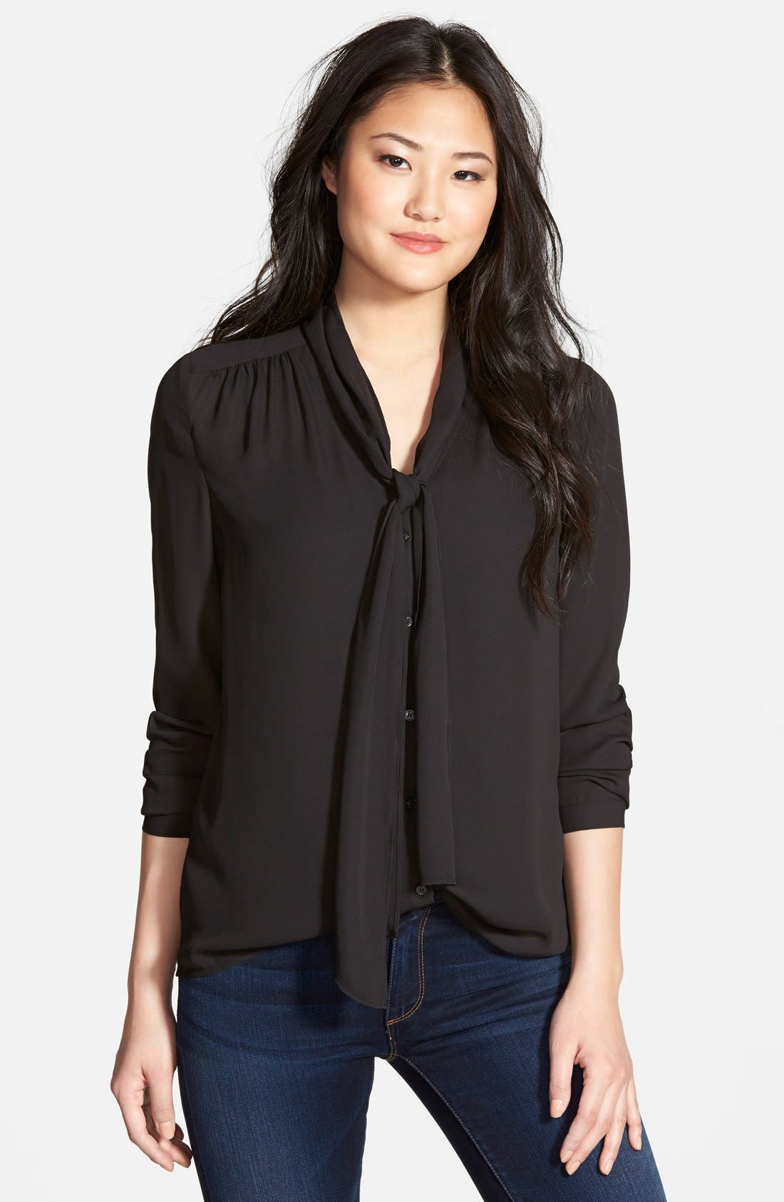Halogen® Scarf Tie Blouse (Regular & Petite) Nordstrom