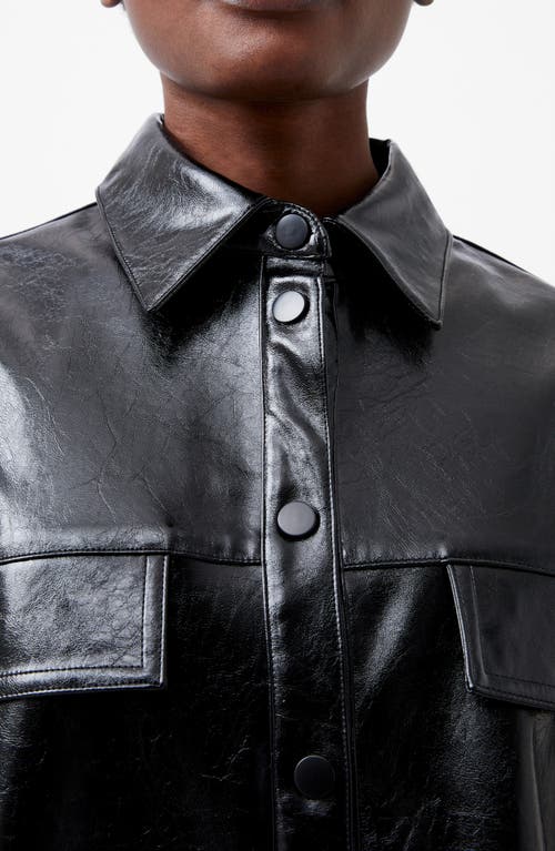 Shop French Connection Emmett Faux Leather Shacket In Blackout