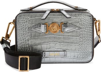 Versace Croc-Embossed Crossbody Bag
