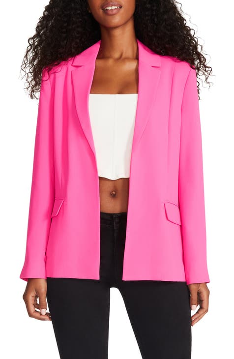 CROPPED BLAZER WITH TEXTURED BUTTONS - Pink