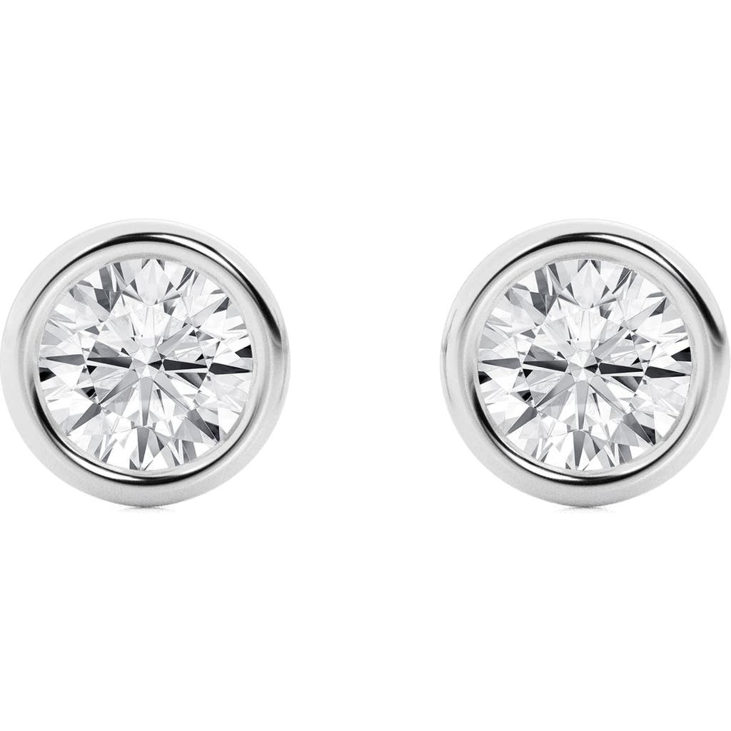 Shop Badgley Mischka Collection 14k Gold Round Cut Near Colorless Lab-created Diamond Stud Earrings In White Gold