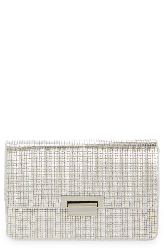 Whiting & Davis Sydney Quilted Clutch In Satin Silver