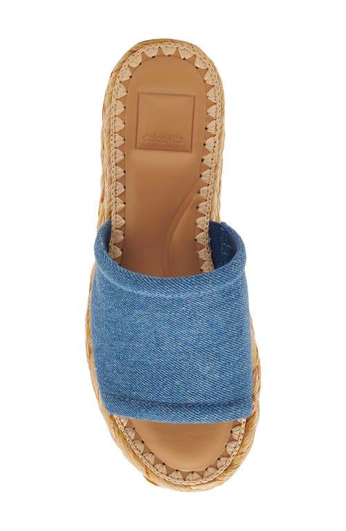 Dolce Vita Chavi Platform Slide Sandal In Blue Denim