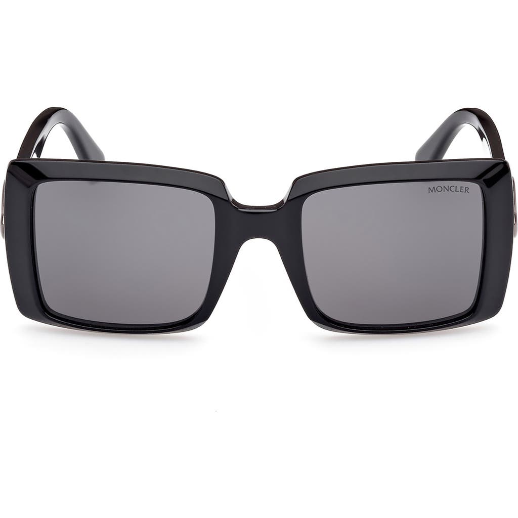 Moncler Promenade 53mm Square Sunglasses In Black/gunmetal/smoke