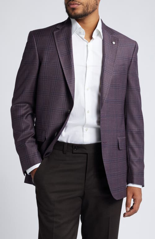 Shop Ted Baker London Jay Plaid Wool Sport Coat In Burgundy