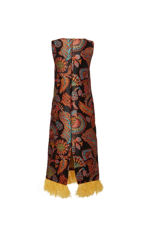 La Doublej Column Dress In Jacquard Sicomore Black